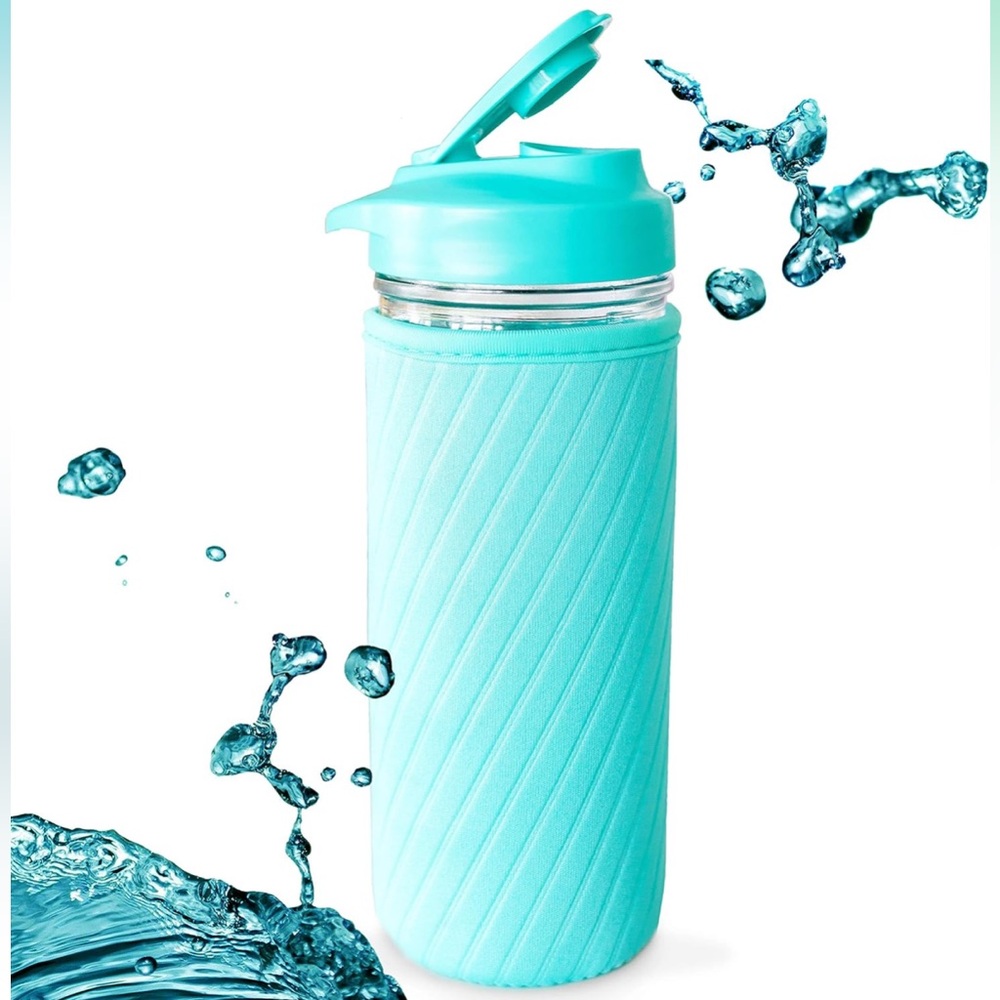 Masontops Glass & Turquoise Neoprene Water Bottle